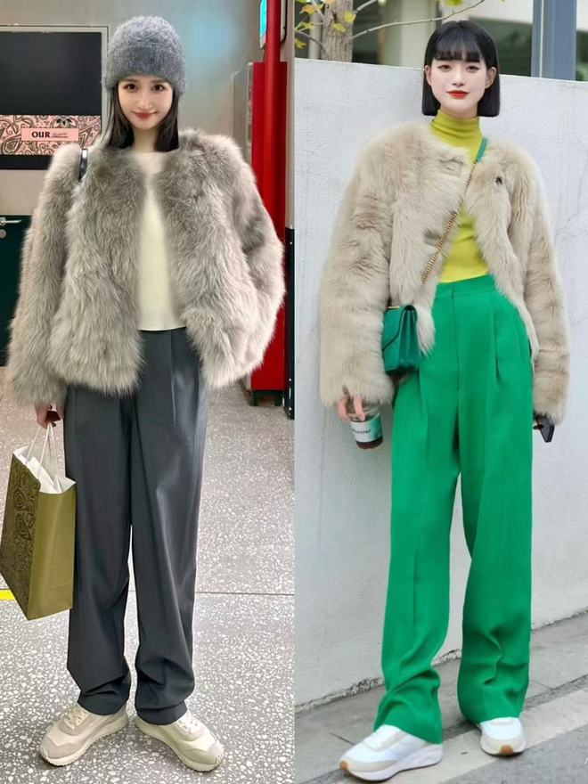 街的“皮草+运动鞋”却个个洋气又好看j9九游会登录上海女生是真会穿！满大(图2)